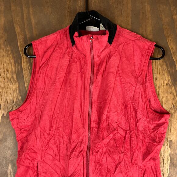 Gander Mtn Womens Vest Jacket Red Fleece Open Pockets Full Zip Stretch Medium - Picture 2 of 12